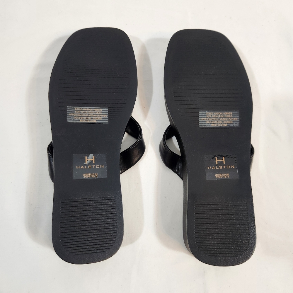 NIB Halston Black Leather Sandals Size 10 - Picture 5 of 6
